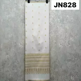 JN828 ผ้าไหมแกมฝ้าย ทอลาย ล้านนาสารภี สีขาวงาช้าง ขนาด 2 หลา