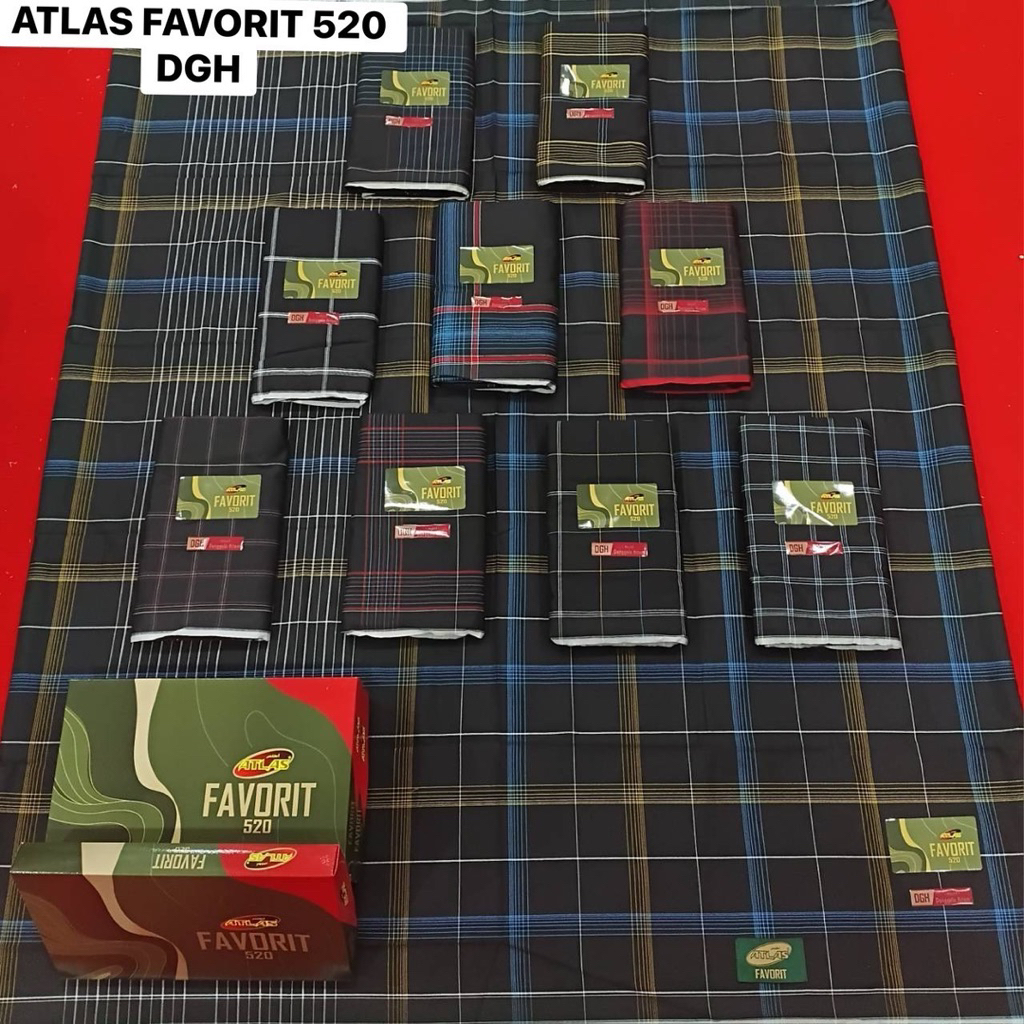 ผ้าโสร่งผู้ชาย ตราAtlas สีดำลายตาราง เย็บแล้ว ผ้าไม่ลื่น