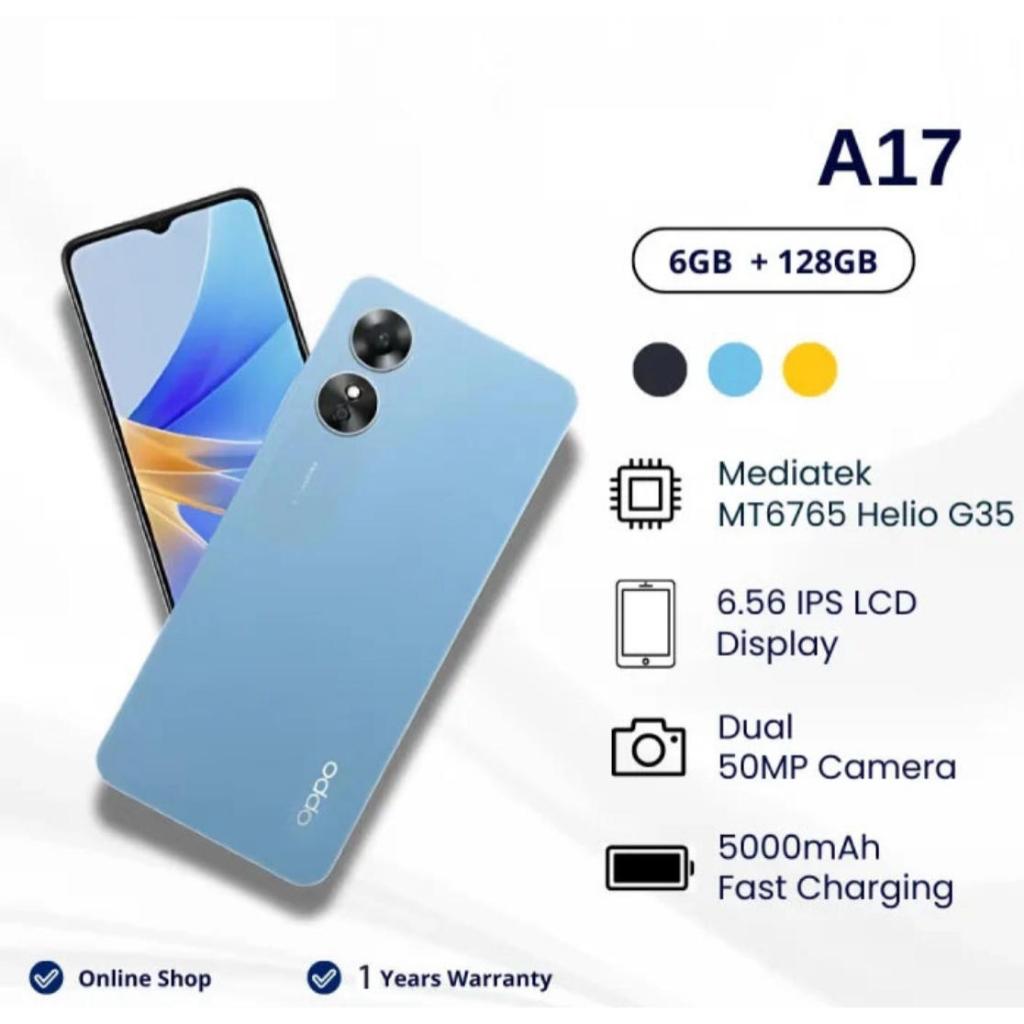 🔥 ใหม่เอี่ยม🔥 0pp0 A17 (6GB+128GB) หน้าจอ 6.56 นิ้ว กล้อง 50 MP AI แบตเตอรี่ขนาดใหญ่ 5000mAh รับประก