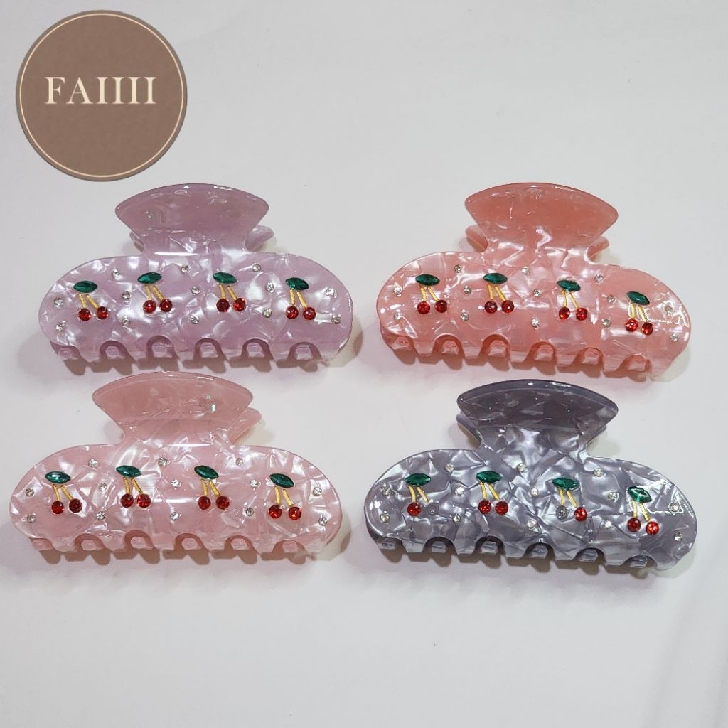พร้อมส่ง กิ๊บหนีบผมอะคริลิครูปเชอรี่ กิ๊ฟ cherry hair clip (🍒)