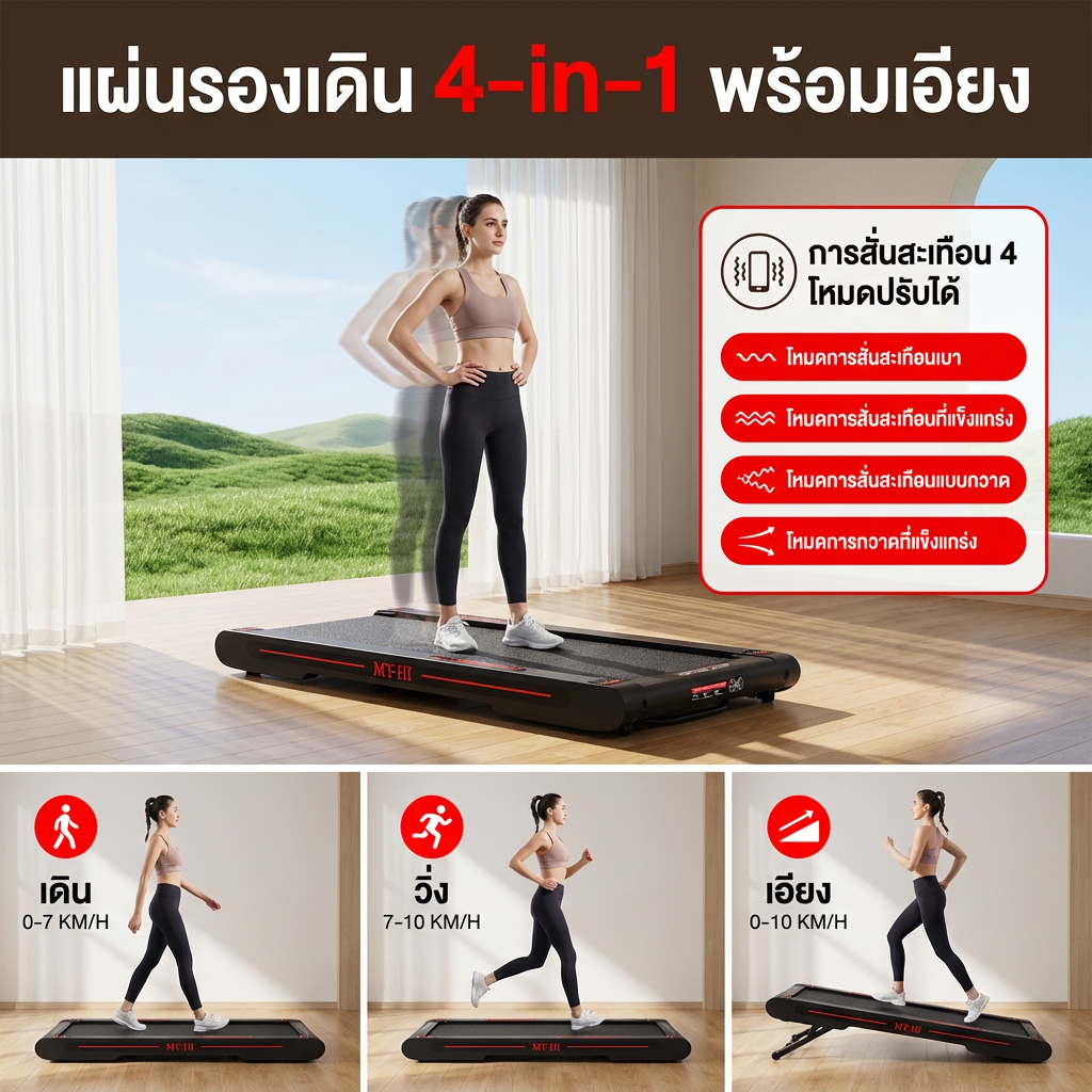 ลู่วิ่งไฟฟ้า ลู่วิ่ง 3.5HP P2 Treadmill ลู่วิ่งสั่นสะเทือนพร้อมปรับความชัน ฟังก์ชันสั่นสะเทือน 4 ระดับ | การยกขั้น 2 รูปที่ 3