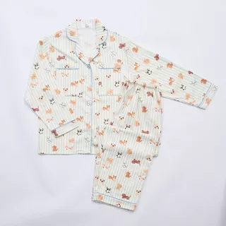 ชุดนอน sliptosleep - Cream Pup Long Pants Set [Thai designer]