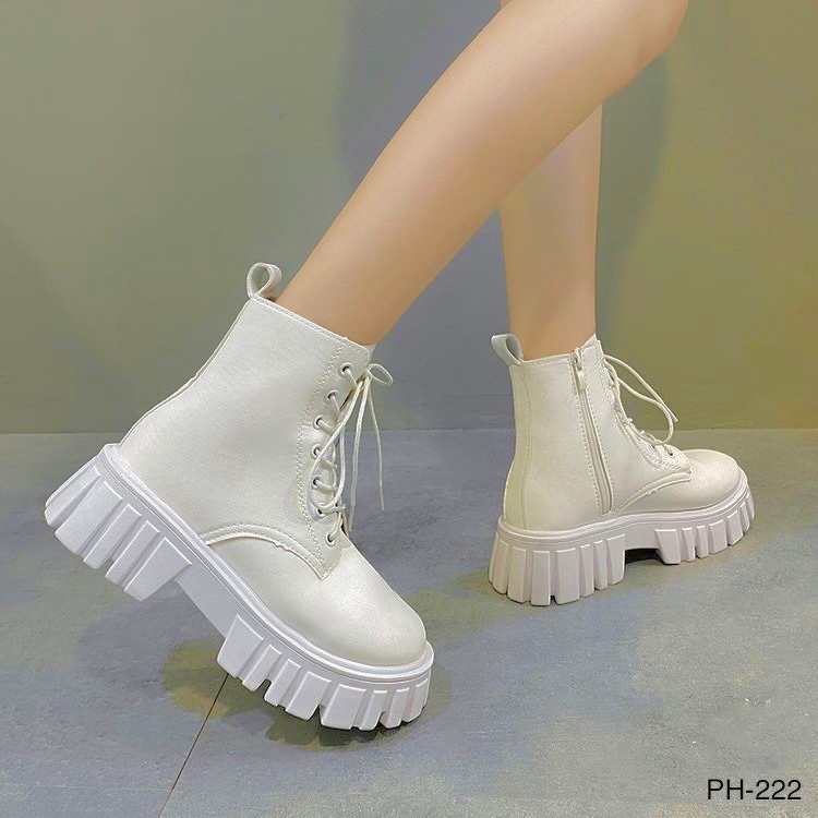 PH-222 รองเท้าบูท หนังหุ้มข้อน่ารักมาก ด้านในซับผ้า สูง2นิ้ว