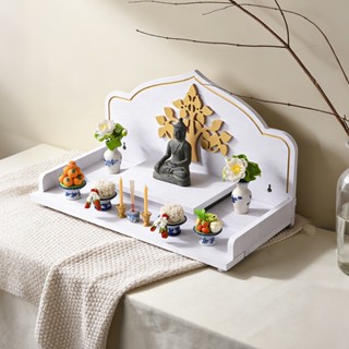 URBANNEST หิ้งพระ หิ้งพระพิฆเนศ ลวดลายต้นโพธิ์สีทอง ขอบสีทอง…