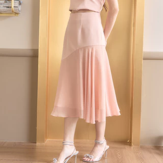 Miss office กระโปรงยาวตัดต่อหน้าหลังชีฟอง (Amaryl Skirt : MS-050)