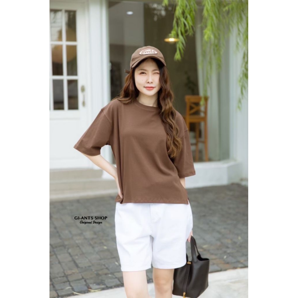 เสื้อยืด Cotton ทรงหลวม 𝐎𝐯𝐞𝐫𝐬𝐢𝐳𝐞 𝐂𝐨𝐨𝐥 𝐄𝐚𝐬𝐞  ดีไซน์คอกลมเรียบเก๋ สไตล์เกาหลี! ตัวเดียวจบ แมทช์ง่ายได้ทุกลุค💃💫