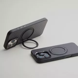 Connex Carbon Fiber เคส iPhone พร้อมขาตั้ง 360° หลังขุ่น กันกระแทก ชาร์จไร้สาย