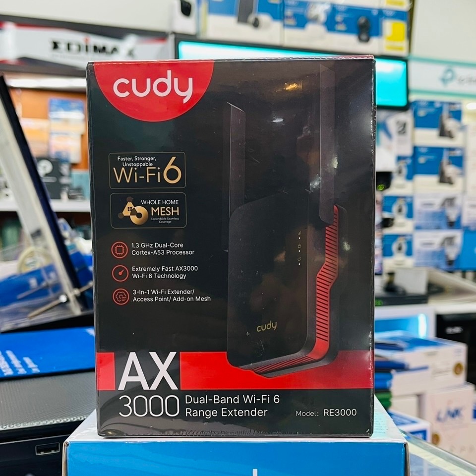 WiFi Range Extender CUDY RE3000 AX3000 Dual Band Range Extender (สีดำ-แดง)