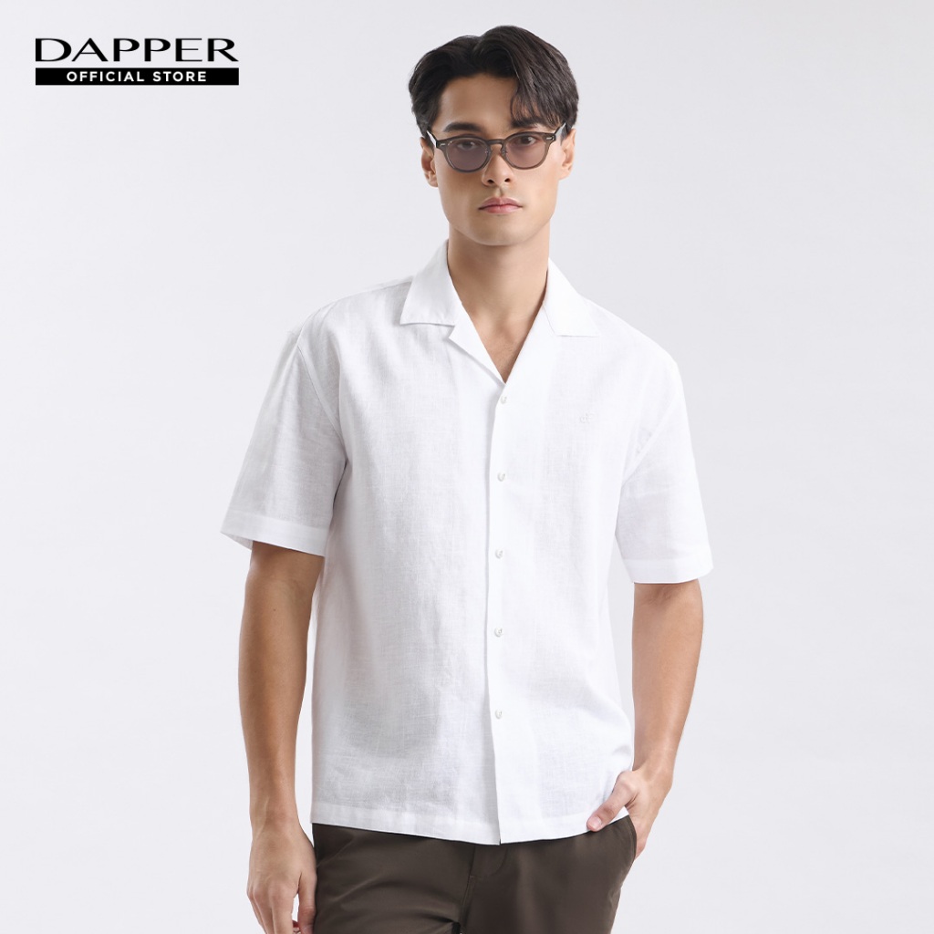 DAPPER เสื้อเชิ้ตแขนสั้น Linen-Cotton Shirt สีขาว (BCS/WH/575HS)