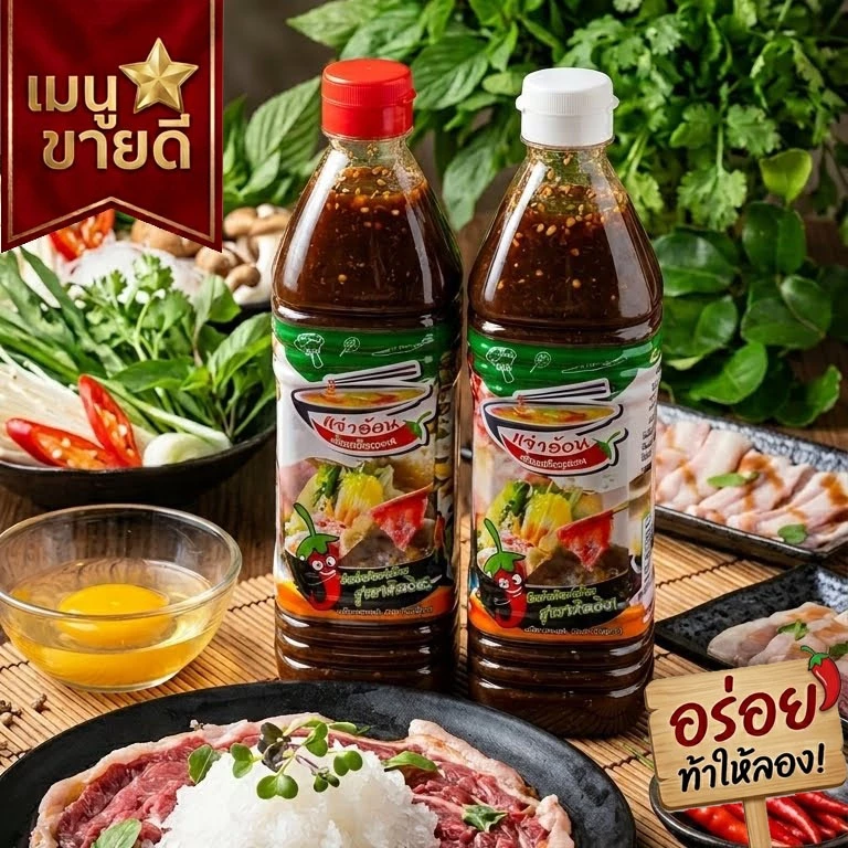 💥แจ่วฮ้อนน้ำซุปแจ่วฮ้อนบ้านสวนโนนสะอาด น้ำซุป+น้ำจิ้มสูตรดั้งเดิม ขนาด 400mlต้นตำหรับแจ่วฮ้อนสูตรเข้มข้น อร่อย แซ่บ💥