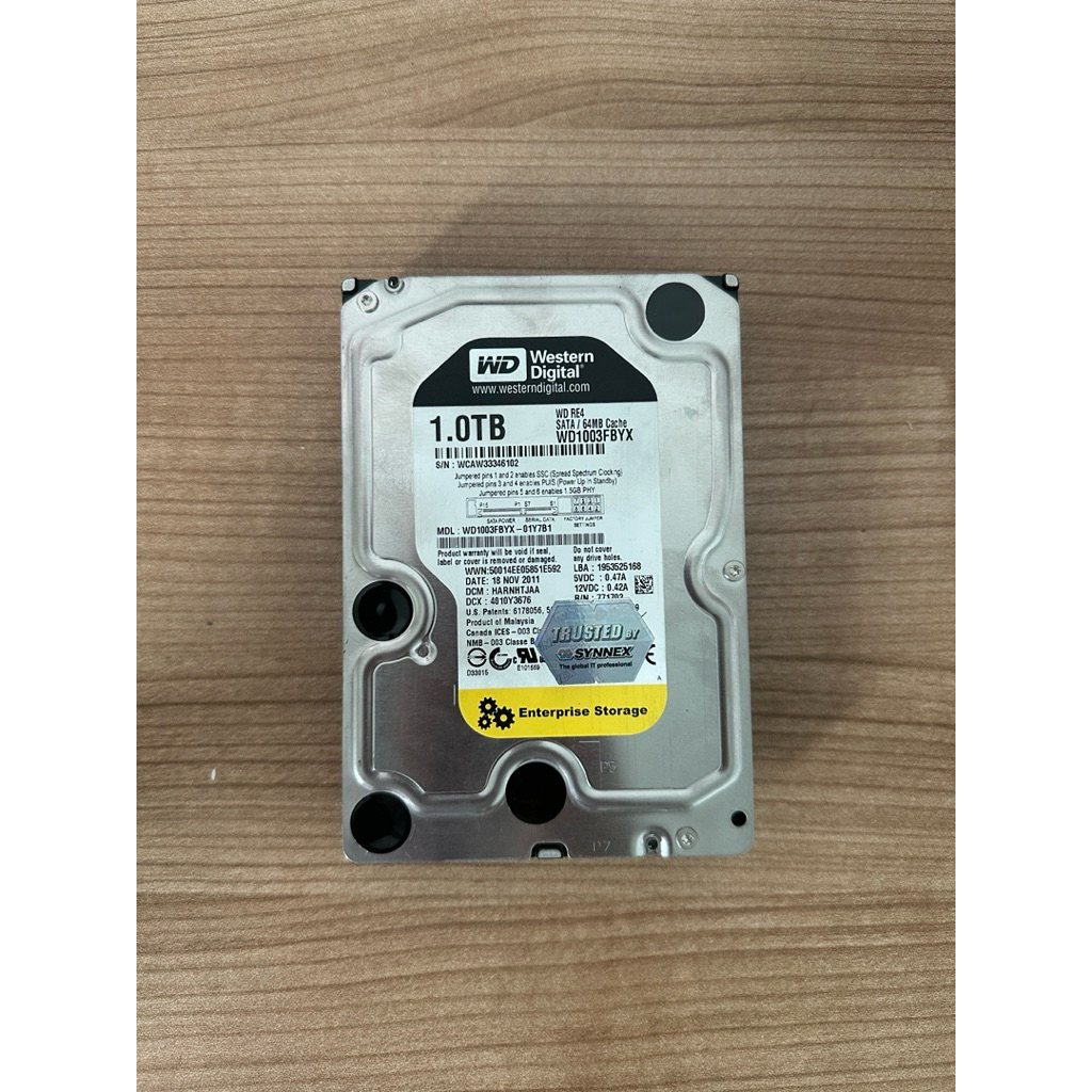 ฮาร์ดดิสก์ไดรฟ์ มือสอง (HDD) 1TB / Western Digital RE4 ความจุ 1TB รุ่น WD1003FBYX ขนาด3.5นิ้ว / HDD