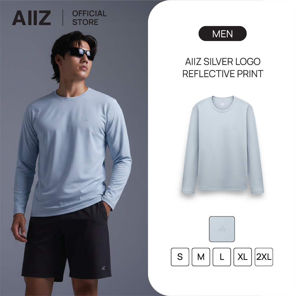 AIIZ เสื้อแอคทีฟผู้ชายคอกลมแขนยาวผ้าแห้งเร็ว