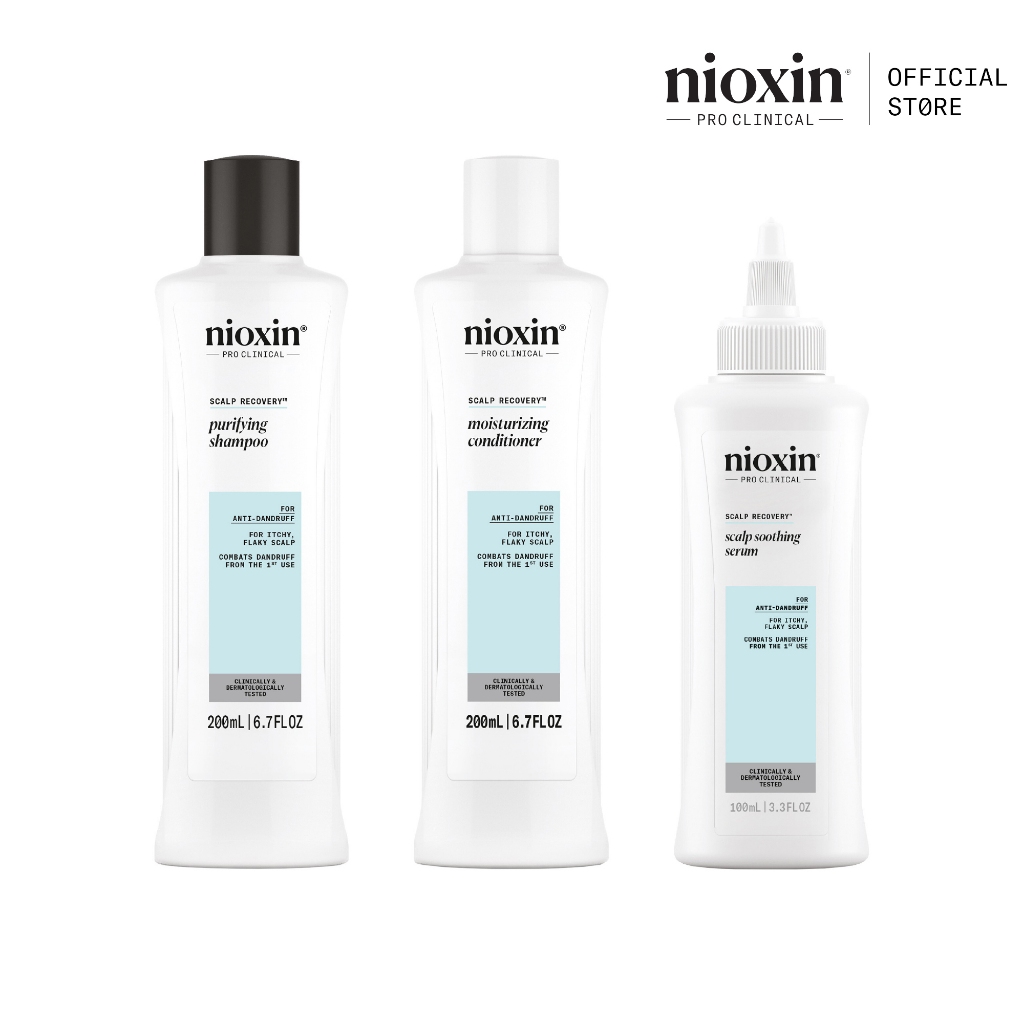 NIOXIN Scalp Recovery Kit แชมพูขจัดรังแค คัน แพ้ง่าย เซ็ต 3 ชิ้น (ไนอ๊อกซิน ปลอบประโลมหนังศีรษะ) ขนาด 200ml