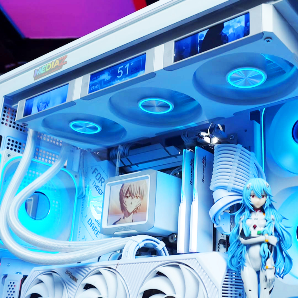 ส่งทันที ชุดน้ำ มี4จอ IPS LCD 😱 Jonsbo TF3-360SC White Display 3.5" + 3.38" สีขาว ดำ มม  Media Z Com