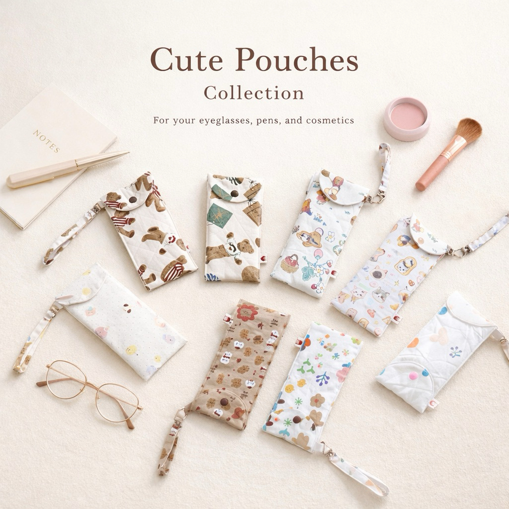 พร้อมส่ง ❗️ 👜 กระเป๋าผ้าใส่แว่นตา ลายน่ารัก บุใยสงเคราะห์นุ่ม พกพาสะดวก
