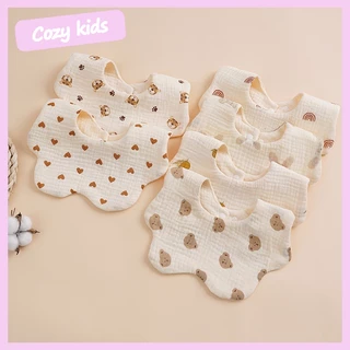 (พร้อมส่ง) ผ้ากันเปื้อน ผ้าซับน้ำลายเด็ก กันเปื้อน คอบัว ผ้าฝ้ายทอ 6 ชั้น กันน้ํา