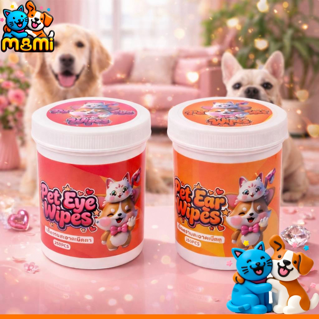 MI ผ้าเช็ดทำความสะอาดสัตว์เลี้ยง ตา หู แบบอ่อนโยน สำหรับแมวและสุนัข  130 ชิ้น LZ888