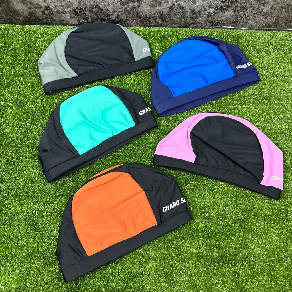หมวกว่ายน้ำ ผ้าตัดต่อ SWIM CAP GRAND SPORT #343417