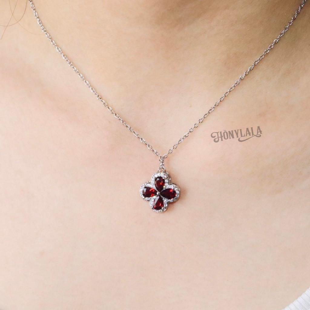 GRN10  | สร้อยคอโกเมน พลอยธรรมชาติแท้ ปรับขนาดได้ | ซื้อ 1 แถม 2 แถมกล่องหนัง แถมเครื่องประดับ 1 ชิ้