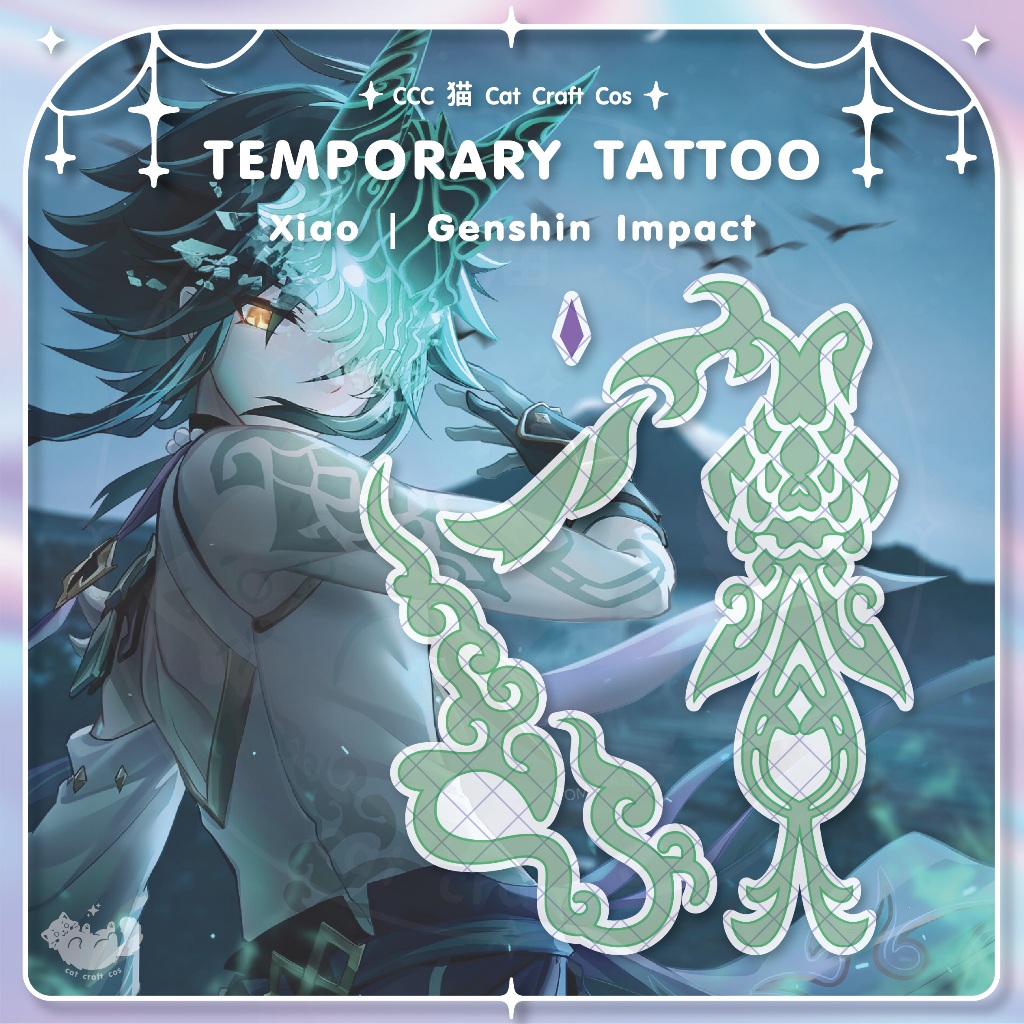 Xiao เซียว Genshin Impact Tattoo แทททูชั่วคราวลอกลายน้ำ คอสเพลย์ | CCC猫