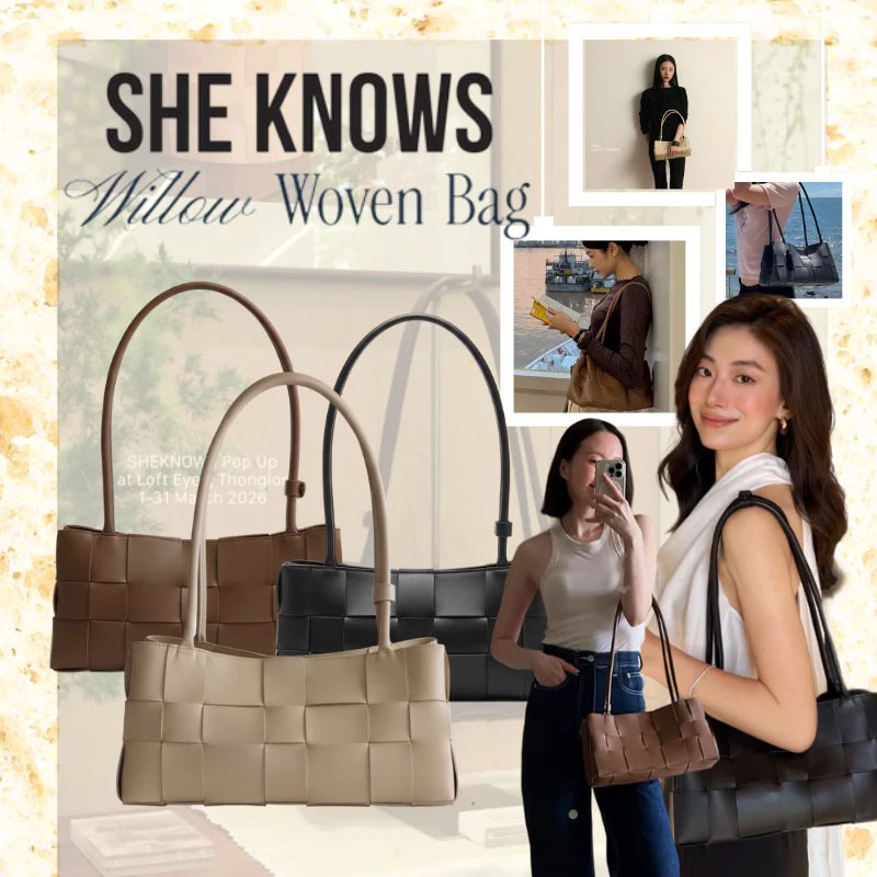 SHE KNOWS Willow Woven Bag ของแท้ 100%💯กระเป๋าสาน Shoulder Bag สะพายข้าง กระเป๋าแบรน