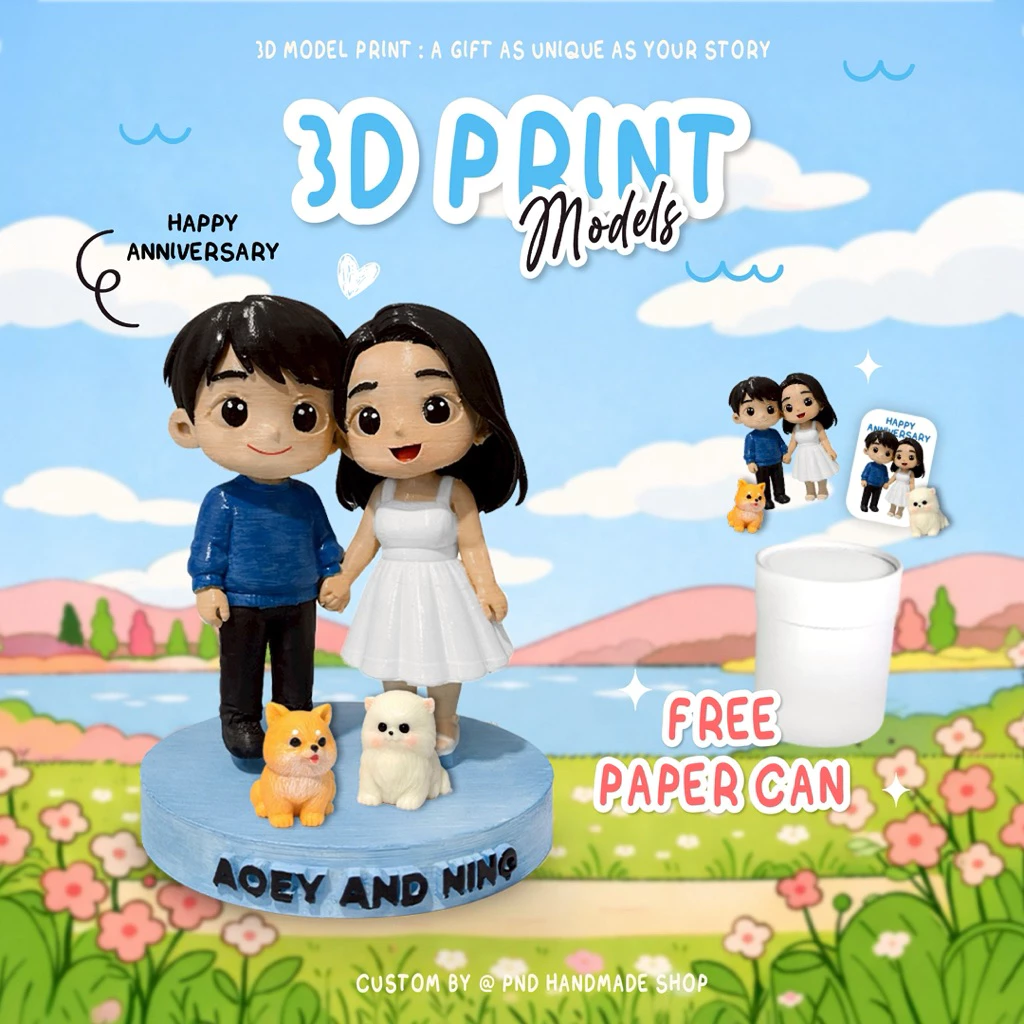 โมเดล 3 มิติ สั่งทำรูปคน สัตว์เลี้ยง (3D Print) ของขวัญวันเกิด รับปริญญา วันครบรอบ ฟรี! กล่องของขวัญ (Paper Can)