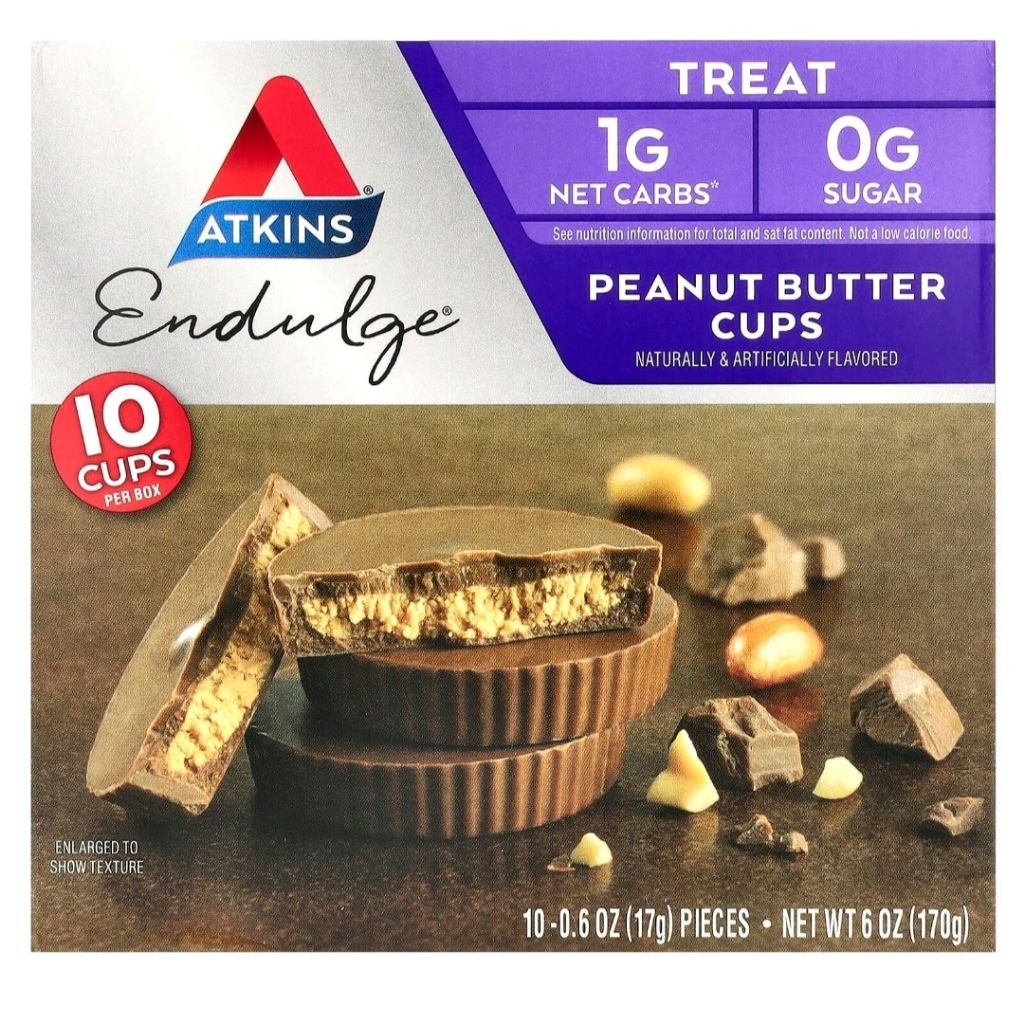 Atkins, Endulge, Treat, Peanut Butter Cups, 10 Cups, 0.6 oz (17 g) Each