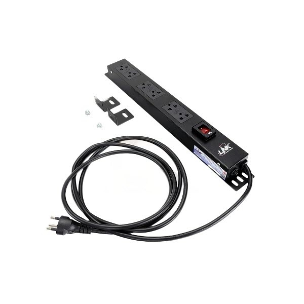 Link CH-10306A PDU 6 TIS Outlet w/Cable 3 M. + Lighting Switch