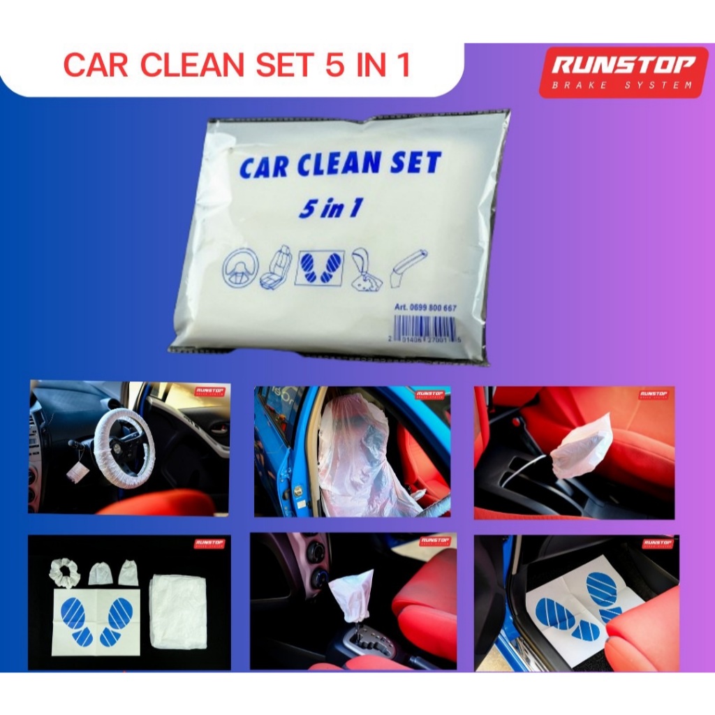 RUNSTOP Car interior covers Clean Set 5 in 1 ชุดคลุมภายในรถ ศูนย์บริการ อู่ซ่อมรถ ป้องกัน สิ่ง สกปรก รถจอด รถโชว์