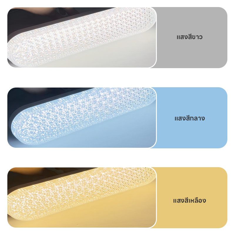 โคมไฟเพดาน E27 3สี สี่เหลี่ยมผืนผ้า หลอดไฟ LED รูปที่ 4