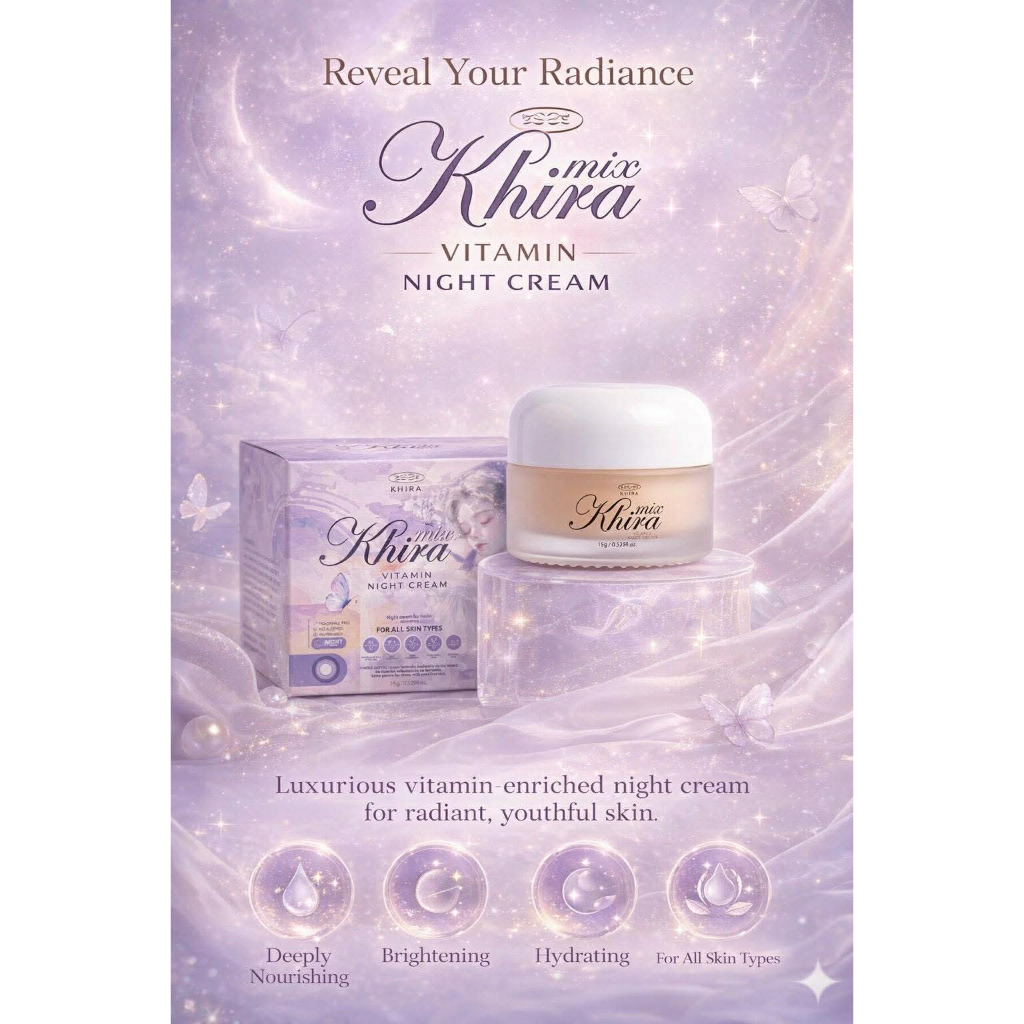 KHIRA ครีมบำรุงผิวหน้า (ทุกสภาพผิว) สกินแคร์ ไนท์ครีม ขนาด 15g. (ตะกร้า จขบ)