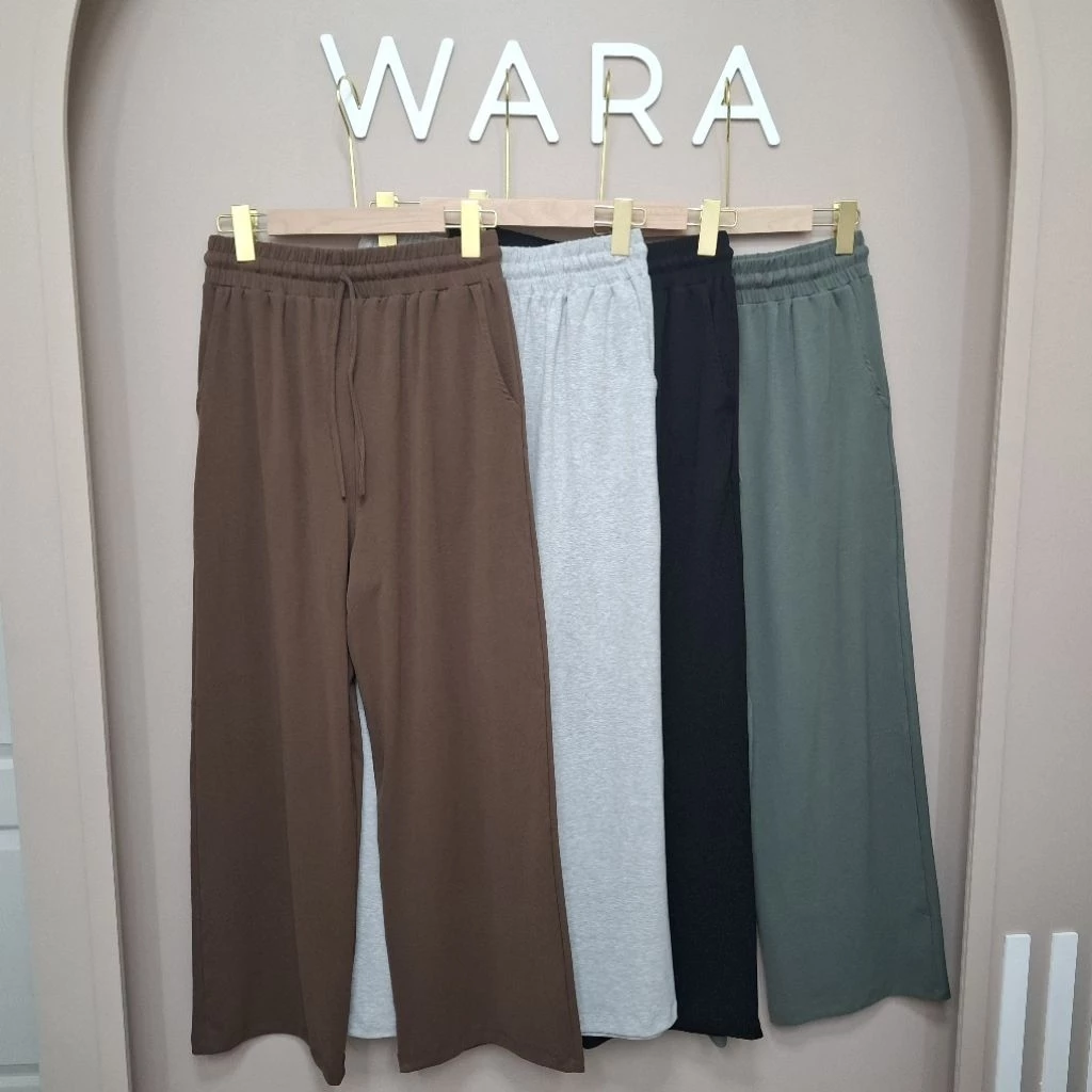 [ U34 ] WARA กางเกงขายาวผู้หญิง Cotton Spandex เอวยืด มีเชือก สบายพุง ใส่ทำงาน/เที่ยวl