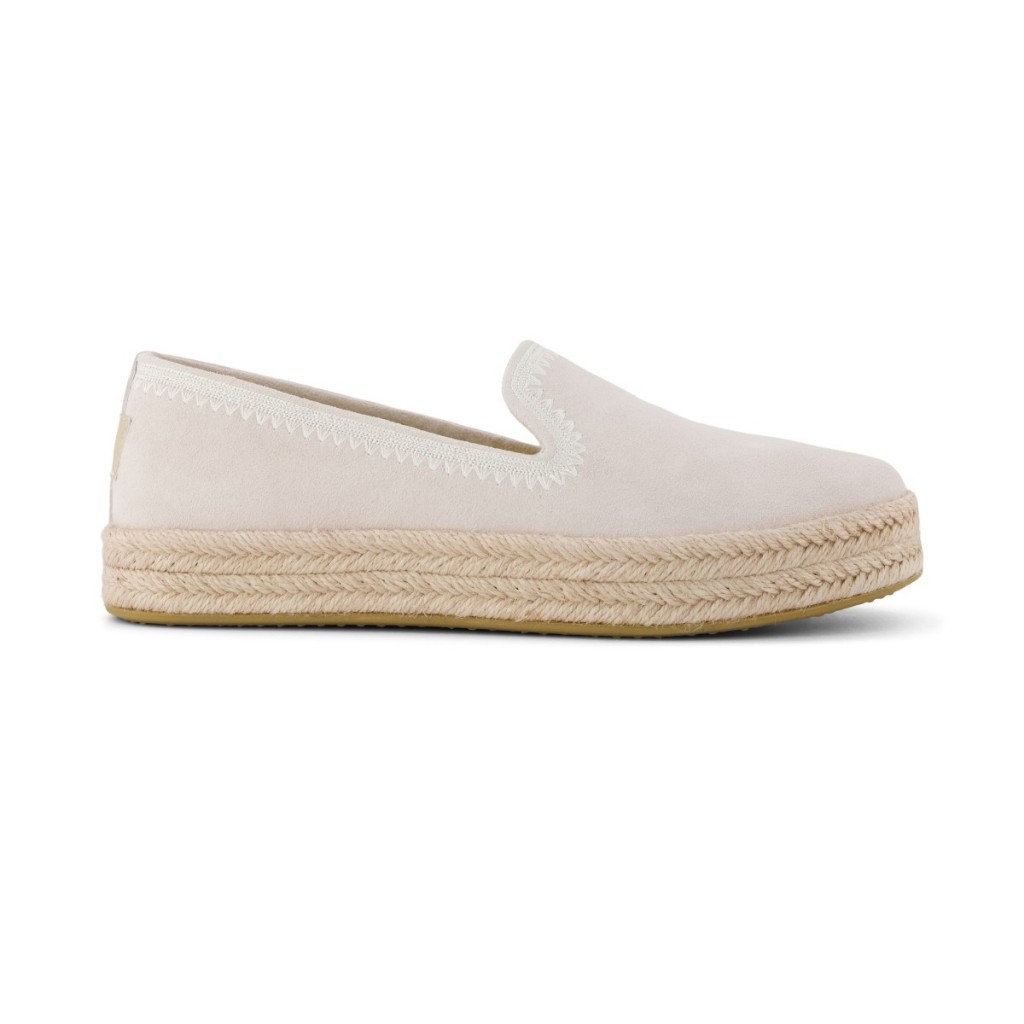 TOMS รองเท้าลำลองผู้หญิง รุ่น Carolina Soft Grey Suede Embroidery (CG) รองเท้าลิขสิทธิ์แท้