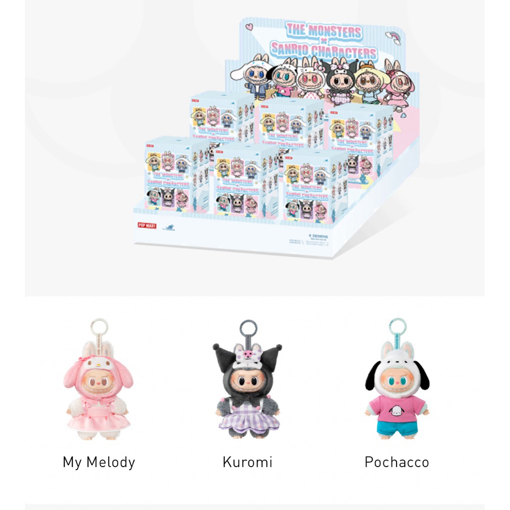 🎉ของแท้ 100%The monster x sanrio characters series พวงกุญแจลาบูบู้ คอลใหม่