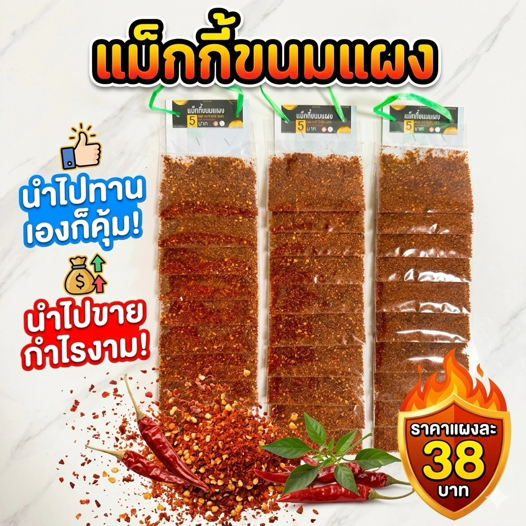 พริกป่นแผง หอม เผ็ด อร่อย แซ่บ แผงละ 10 ห่อ