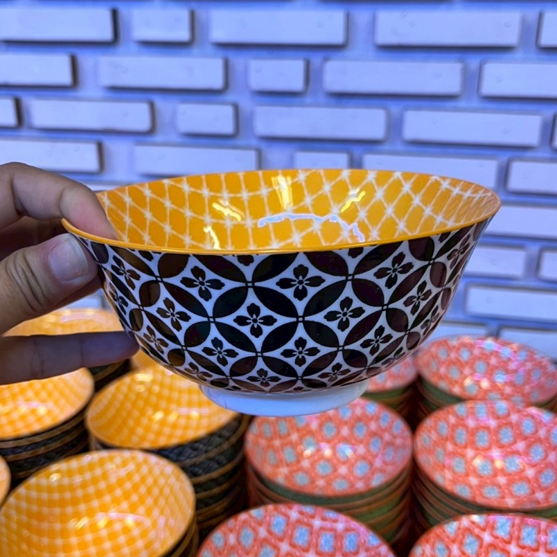 ถ้วยเซรามิก 6 นิ้ว ถ้วยราเมง ถ้วยแกง ลายโบฮีเมี่ยน ลายตุระกี ทำจากเซรามิคเนื้อดี เข้าไมโครเวฟได้