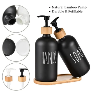 Liveinstyle​ พร้อมส่ง! ขวดปั๊มสบู่ ขวดหัวปั๊ม ขวดแชมพู 500ml สวยเก๋ พร้อมหัวไม้ไผ่ เหมาะใช้ในโรงแรม