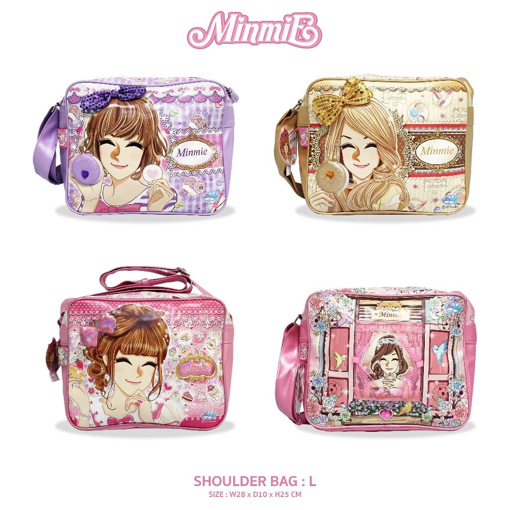 Minmie กระเป๋าสะพายปรับสาย shopping ผู้หญิง shoulder bag ลายเจ้าหญิง ลายน่ารัก