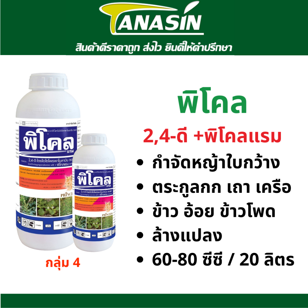 พิโคล 2,4-ดี + พิโคลแรม กำจัดหญ้าในข้าว อ้อย ข้าวโพด กำจัดหญ้าใบกว้าง เถาเครือ ในนาข้าว ไร่อ้อย by Tanasin