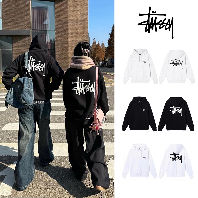 New เสื้อฮู้ด Stussy Hoodie แท้100% สําหรับผู้ชาย และผู้หญิง หลวมเสื้อฮู้ด