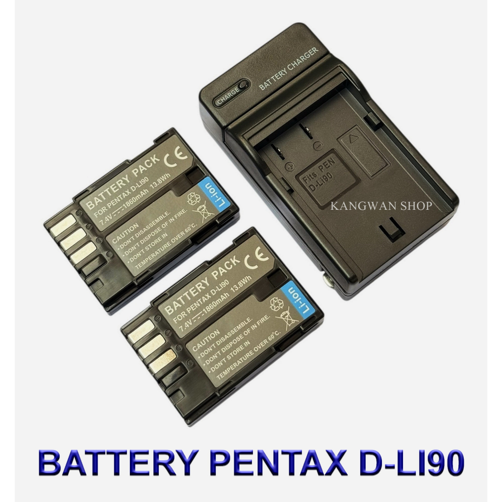 D-LI90 \ DLI90 Battery and Charger For Pentax 645D,645Z,K-1,K-1 II,K-3,K-3 II,K-3 III,K-5,K-5 II,K-5