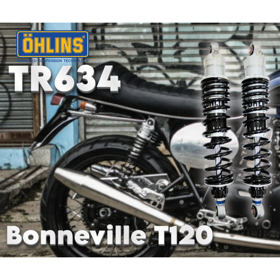 โช้คหลัง Ohlins TR 634 Blackline สำหรับ Triumph Bonneville T120 (รุ่นไม่มีซับแทงค์) - ของแท้ 100%