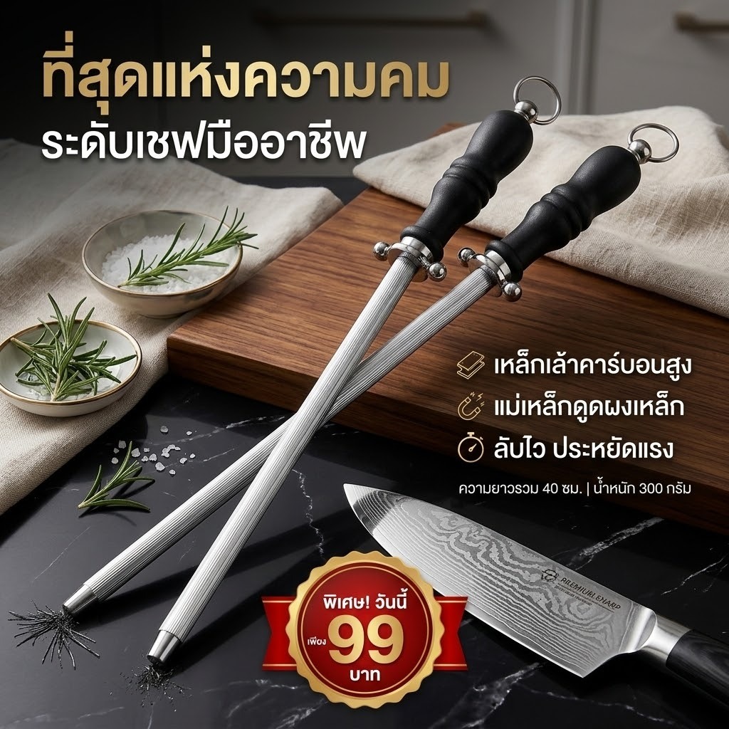 NOTA แท่งเหล็กลับคมมีด มีดทำครัว เครื่องมือมีคมต่าง ๆ (พร้อมส่ง)