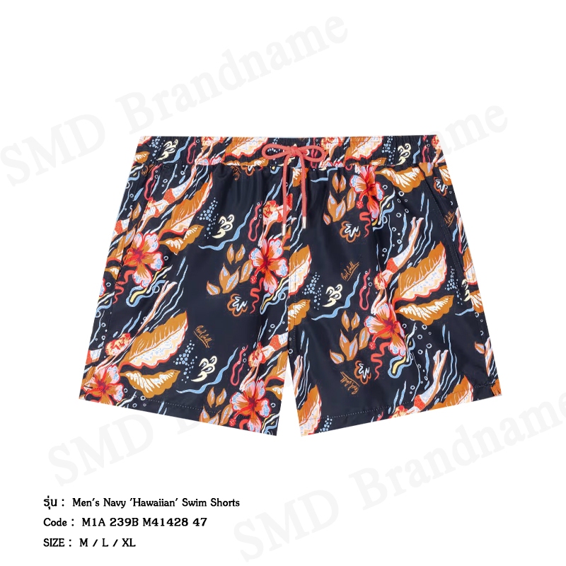 Paul Smith กางเกงว่ายน้ำผู้ชาย รุ่น Men's Navy 'Hawaiian' Swim Shorts Code: M1A 239B M41428 47