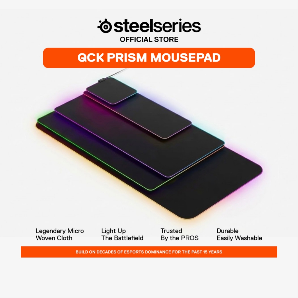 SteelSeries QcK Prism Cloth Gaming Mousepad แผ่นรองเม้าส์ ไฟ RGB แบบ Control  ผ้า Micro-woven cloth