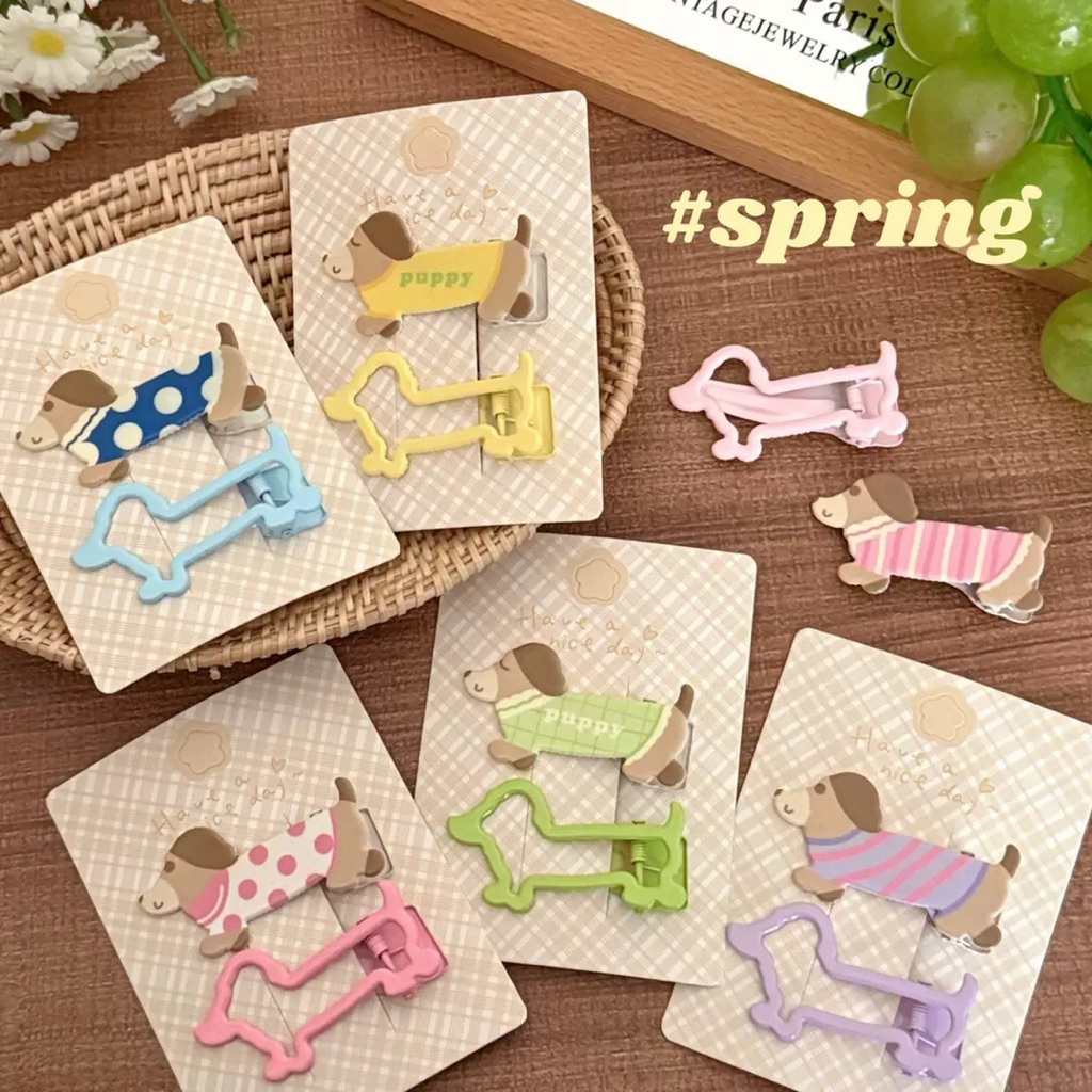Cute 481 กิ๊บติดผม กิ๊บหนีบผม ลายหมาน้อยหลังยาว 2 ชิ้น/แพ็ค