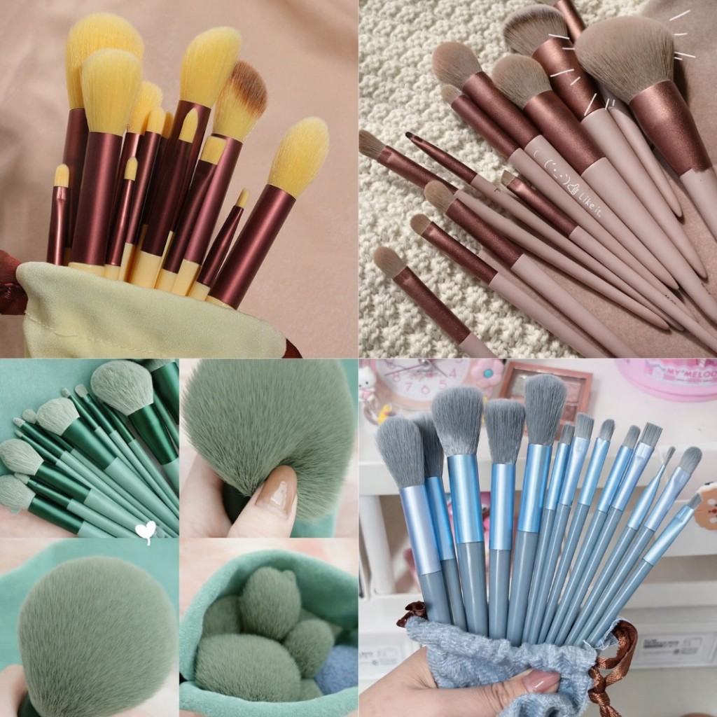 SET BRUSH เซ็ตแปรงแต่งหน้าครบชุด ขนนุ่มพิเศษ ไม่ระคายเคืองผิว เกลี่ยง่ายเรียบเนียน พร้อมถุงเก็บแปรง อุปกรณ์แต่งหน้า
