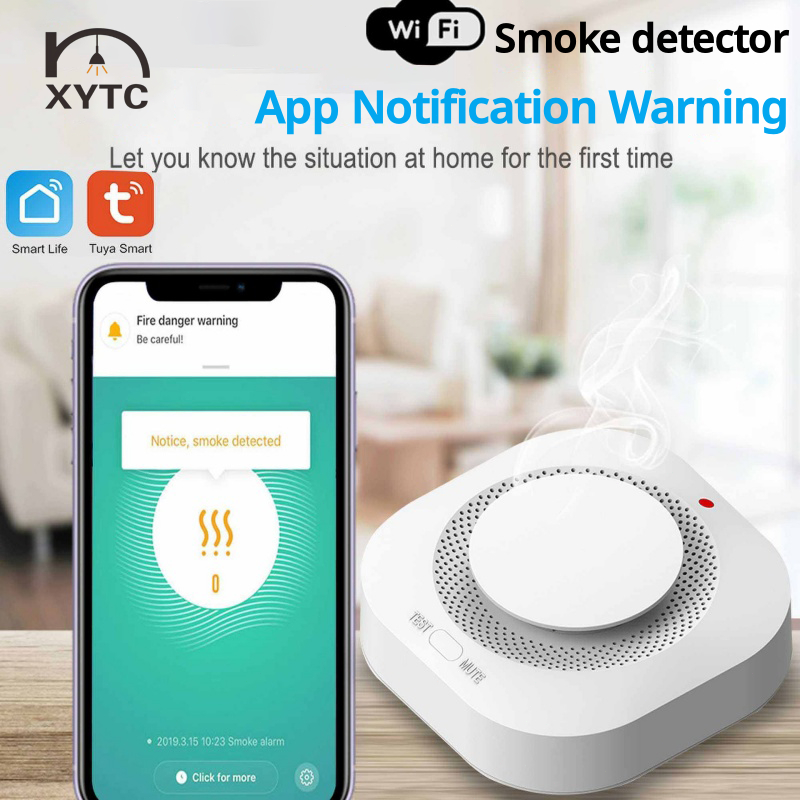 สัญญาณเตือนควัน Wi-Fi แบบใส่ถ่าน แจ้งเตือนเข้าแอป มีลำโพงในตัว ตรวจจับควันไฟ