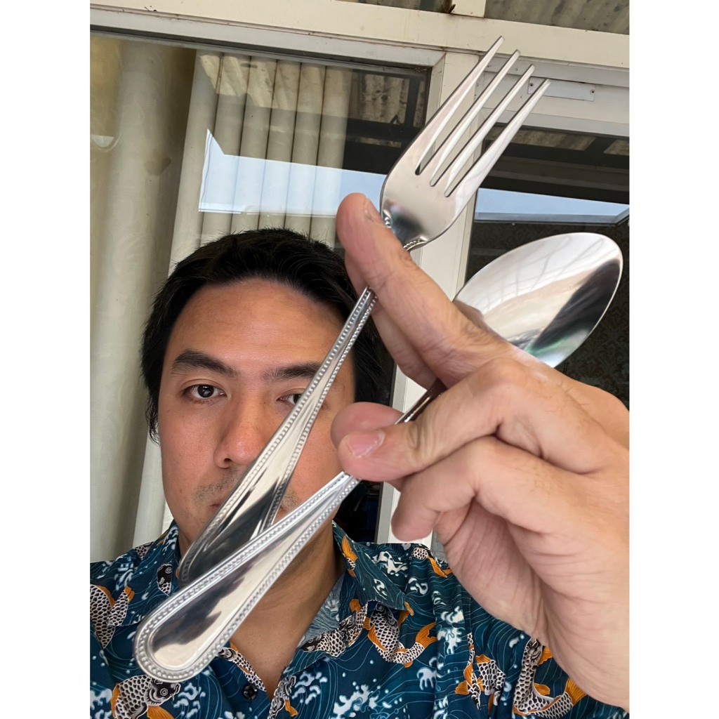 ช้อนส้อมสแตนเลส ลายkorn03 ช้อนแบบหักยาก ช้อนร้านคาเฟ่ หนา2mm เกรด430 ที่มีความแข็งแรงและทนทาน ไม่เป็นสนิมง่าย ความยาวประ