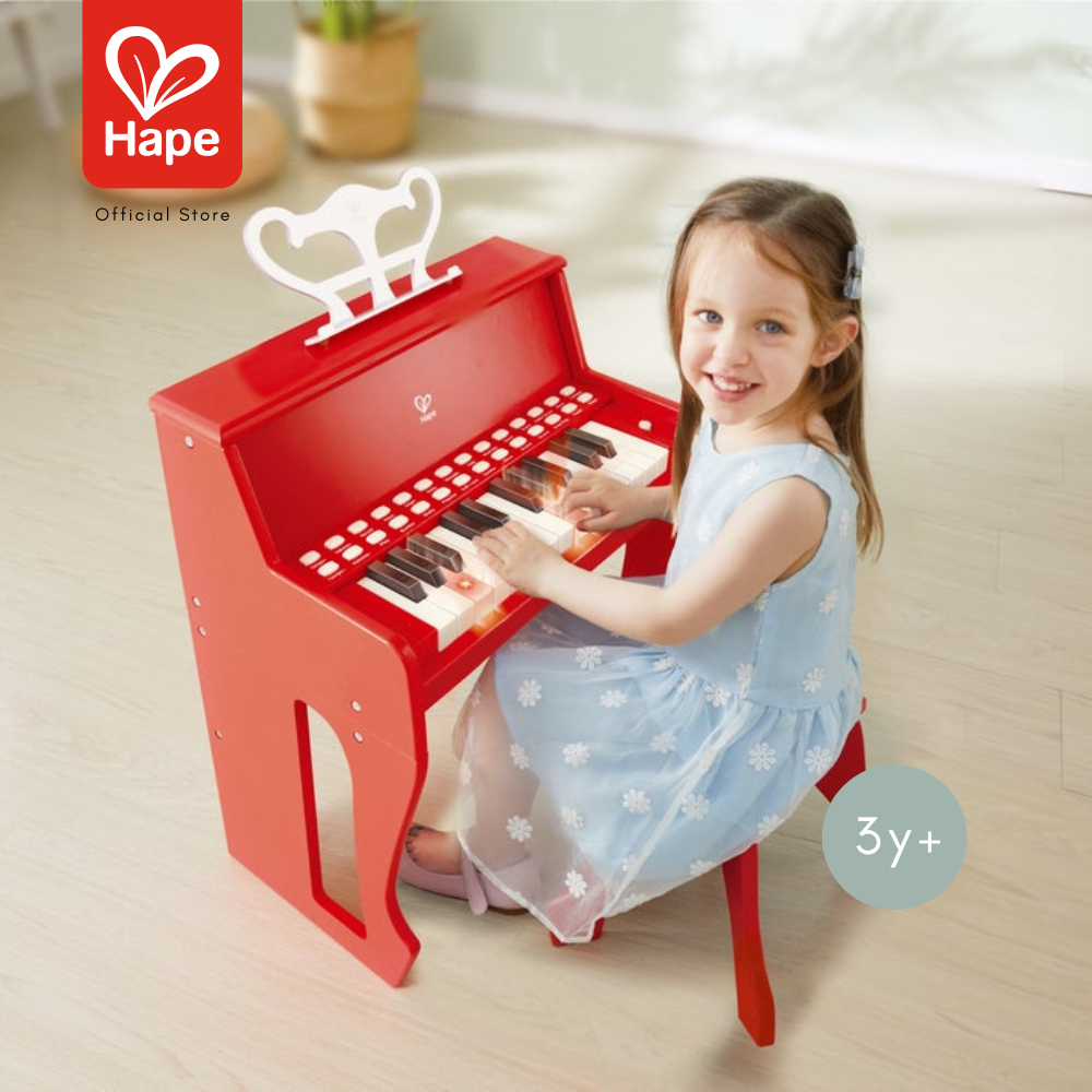 Hape - Learn With Lights Piano & Stool - Red เปียโน 25 คีย์ ใส่ถ่านมีเสียงมีไฟ สีแดง 3Y+ รูปที่ 4